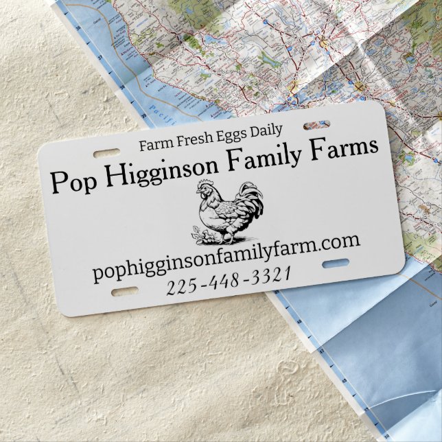 Rustic Vintage Chicken Farm License Plate (In Situ)