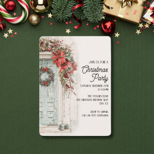 Rustic Vintage Christmas Dinner Party Invitation