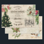 Rustic Vintage Christmas Ephemera Collage Wrapping Paper Sheets<br><div class="desc">Warm and rustic images from the Victorian era featuring rustic Christmas greenery,  trees,  pine and flowers with angels,  music,  engraved ornamental borders,  script and musical notation on distressed aged ecru parchment. Suitable for Christmas decoupage and crafting projects.</div>