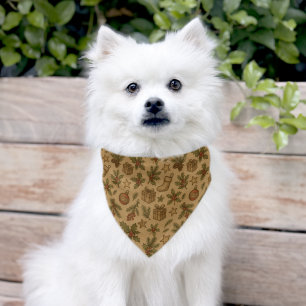 Rustic, vintage Christmas patterned Pet Bandana Collar