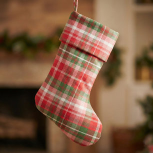 Rustic Vintage Christmas Red Green Tartan Plaid Fabric