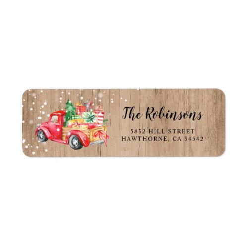 Rustic Vintage Christmas Truck Return Address Label