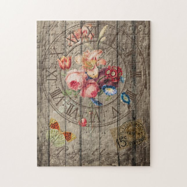 Rustic vintage clock jigsaw puzzle (Vertical)