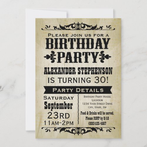 Rustic Vintage Country Birthday Party Invitation