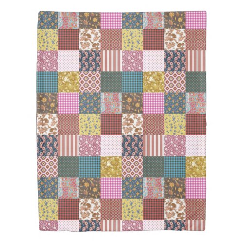 Rustic Vintage Country Patchwork Quilt Pattern Duvet Cover