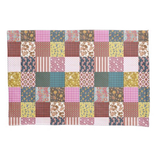 Rustic Vintage Country Patchwork Quilt Pattern Pillow Case