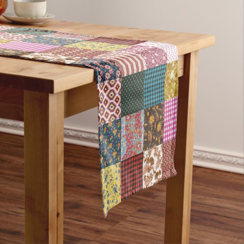 Rustic Vintage Country Patchwork Quilt Pattern Short Table Runner