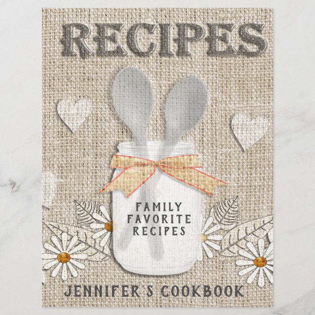 Rustic Vintage Country Personalized Cookbook (Front)