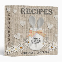 Rustic Vintage Country Personalized Cookbook 3 Rin 3 Ring Binder