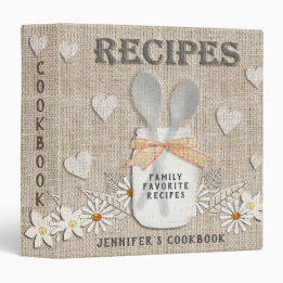 Rustic Vintage Country Personalized Cookbook 3 Rin 3 Ring Binder