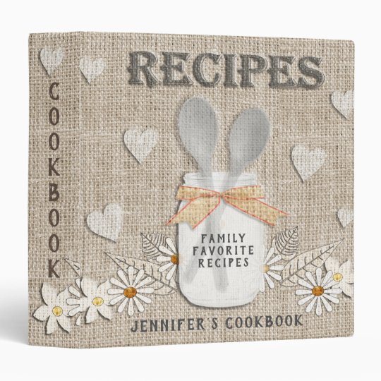 Rustic Vintage Country Personalized Cookbook 3 Rin 3 Ring Binder