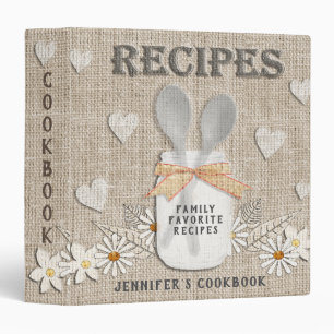 Rustic Vintage Country Personalized Cookbook 3 Rin Ring Binder
