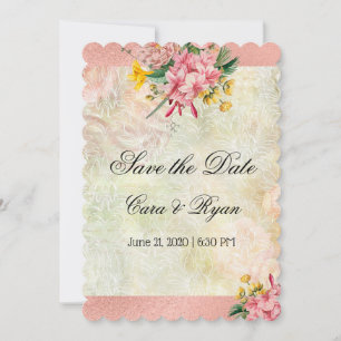 Rustic Vintage Country Pink Floral Elegant Save The Date