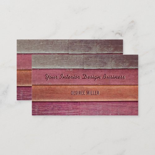 Rustic Vintage Country Pink Orange Wood Grain Business Card