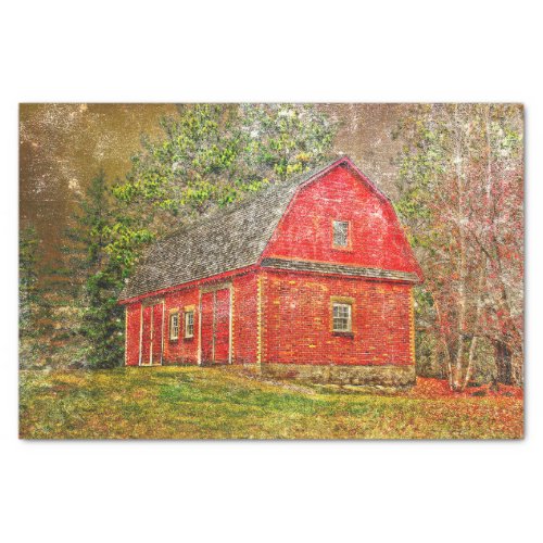 Rustic Vintage Country Red Barn Distressed Texture Tissue Paper