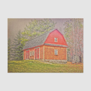 Rustic Vintage Country Red Farmhouse Barn Wood Tissue Paper