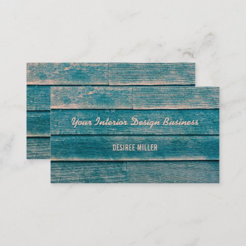 Rustic Vintage Country Teal Wood Grain Texture Business Card