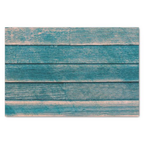 Rustic Vintage Country Teal Wood Grain Texture Tissue Paper