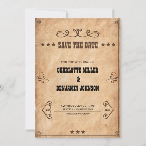 Rustic Vintage Country Wedding  Save The Date