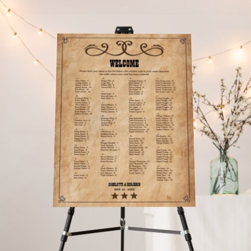 Rustic Vintage Country Wedding Seating Chart Foam Board