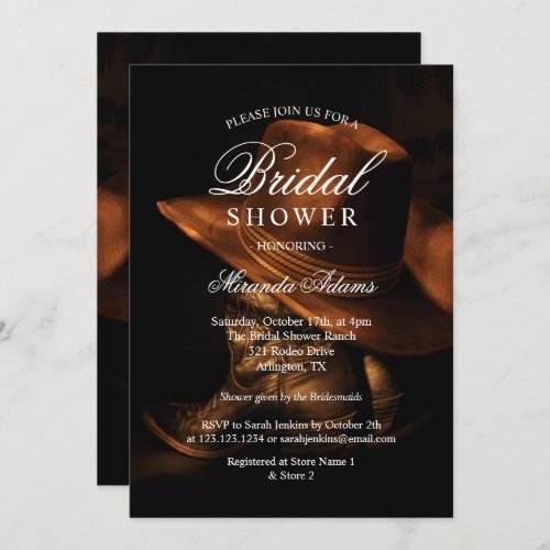 Rustic Vintage Cowboy Boots Country Bridal Shower Invitation