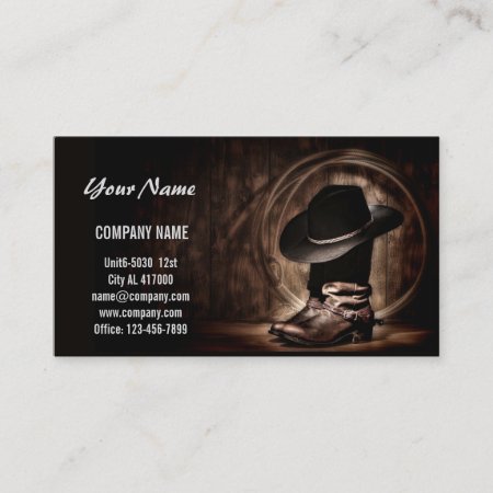 Rustic Vintage Cowboy Boots Western Country Business Card