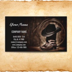 rustic vintage cowboy boots western country business card