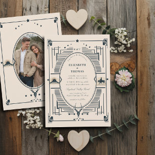 Rustic Vintage Cowboy Country Wedding Photo Invitation
