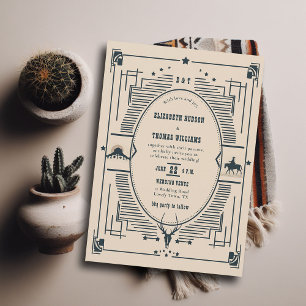 Rustic Vintage Cowboy Wedding Western Country Invitation