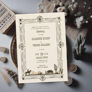 Rustic Vintage Cowboy Wedding Western Frame Invitation