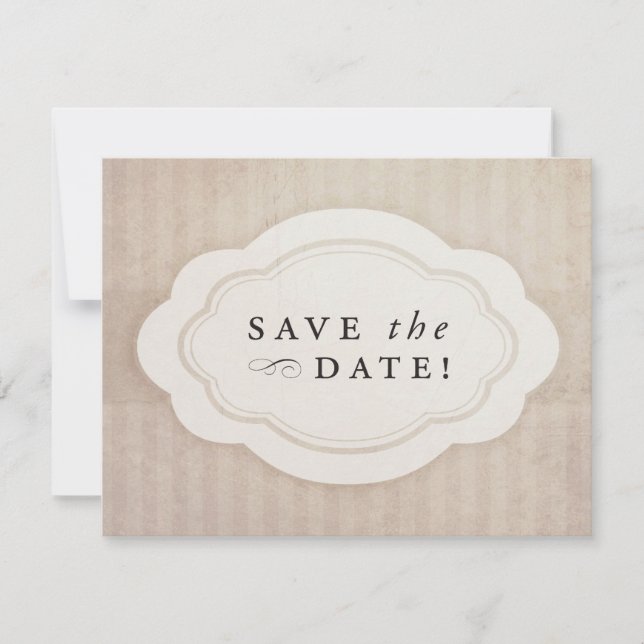 Rustic Vintage Cream Save the Dates Date (Front)