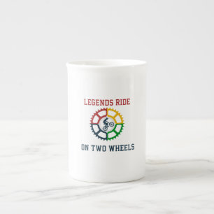 Rustic Vintage Cycling Bone China Mug