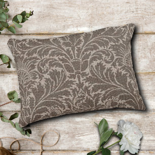 Rustic Vintage Damask Burlap Accent Pillow