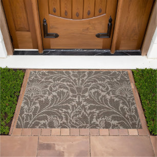 Rustic Vintage Damask Burlap Doormat