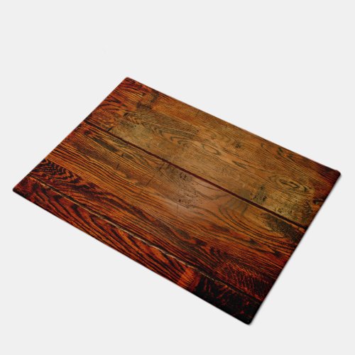 Rustic Vintage Dark Wood Grain Plank Look Doormat