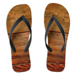 Rustic Vintage Dark Wood Grain Plank Look Flip Flops