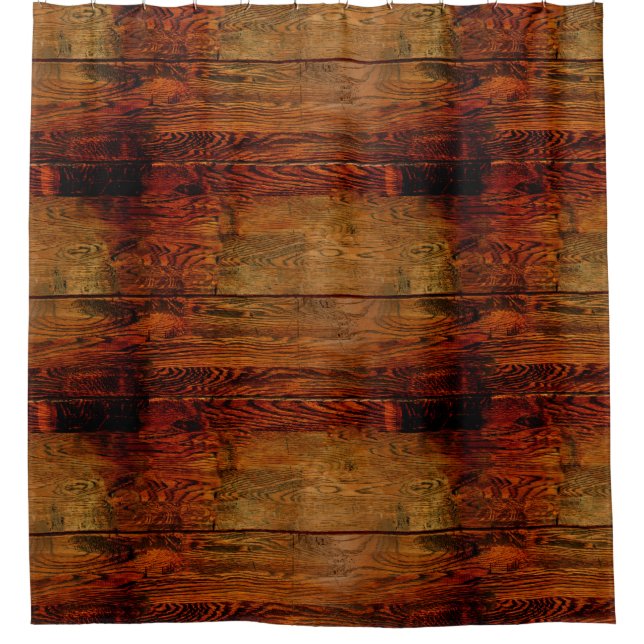 Rustic Vintage Dark Wood Grain Plank Look Shower Curtain (Front)