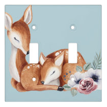 Rustic Vintage Deer Forest Floral Nursery Wall Art Light Switch Cover