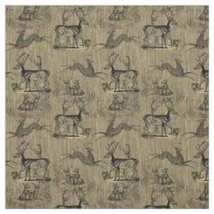 Rustic Vintage Deer Pattern Fabric