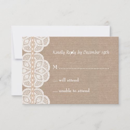 Rustic Vintage Doily Wedding RSVP Card