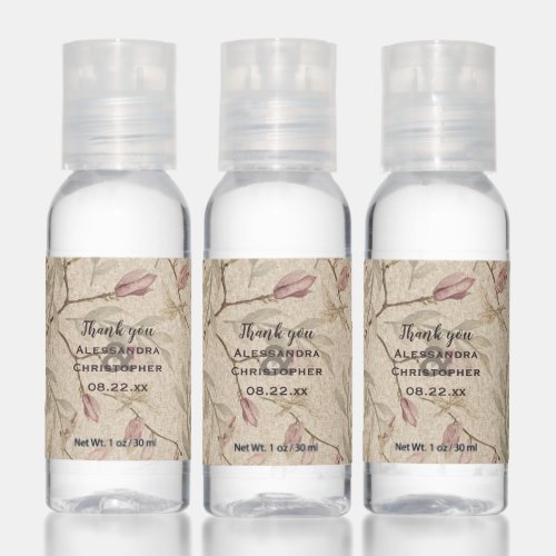 Rustic Vintage Dusty Pink Floral Wedding Hand Sanitizer