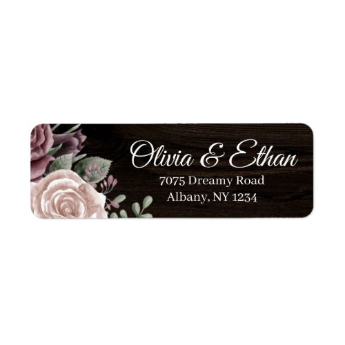 Rustic vintage Dusty Rose Flowers Wood Label