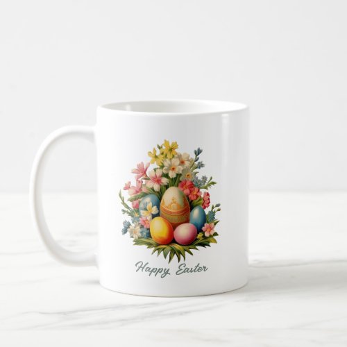 Rustic vintage Easter painted eggs and flowers Coffee Mug