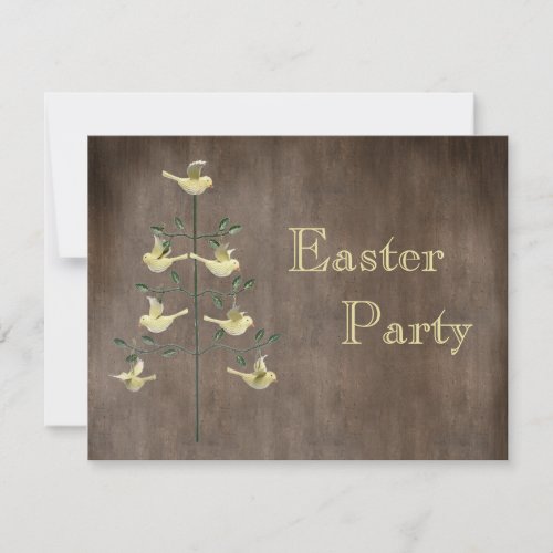 Rustic Vintage Easter Tree  Birds Easter Party Invitation