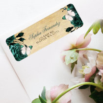 Rustic Vintage Emerald Green Floral Butterfly  Label