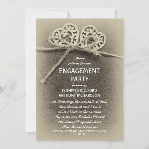 rustic vintage engagement party invitation