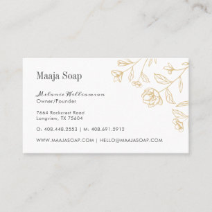 Rustic Vintage Etch Style Floral Flower Monogram Business Card