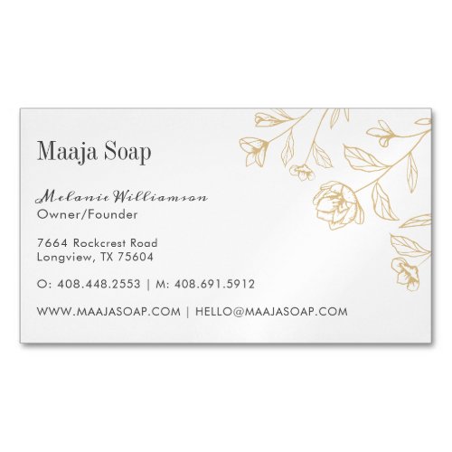 Rustic Vintage Etch Style Floral Flower Monogram Business Card Magnet