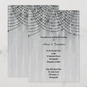 RUSTIC VINTAGE FAIRY LIGHT WASHED TIMBER WEDDING INVITATION