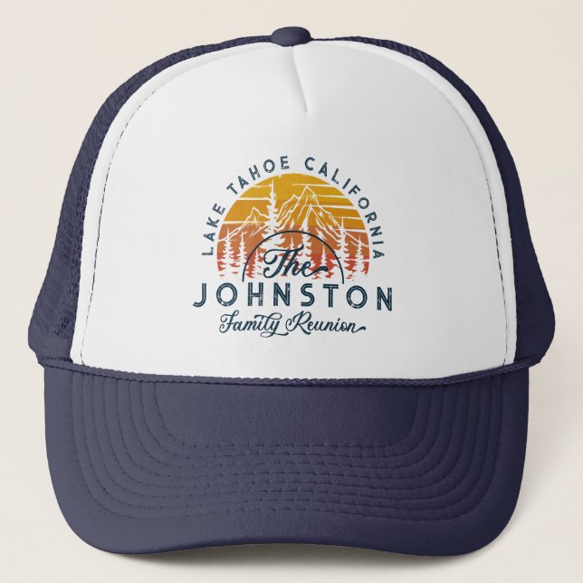 Rustic Vintage Family Reunion Retro Sunset Trucker Hat (Front)